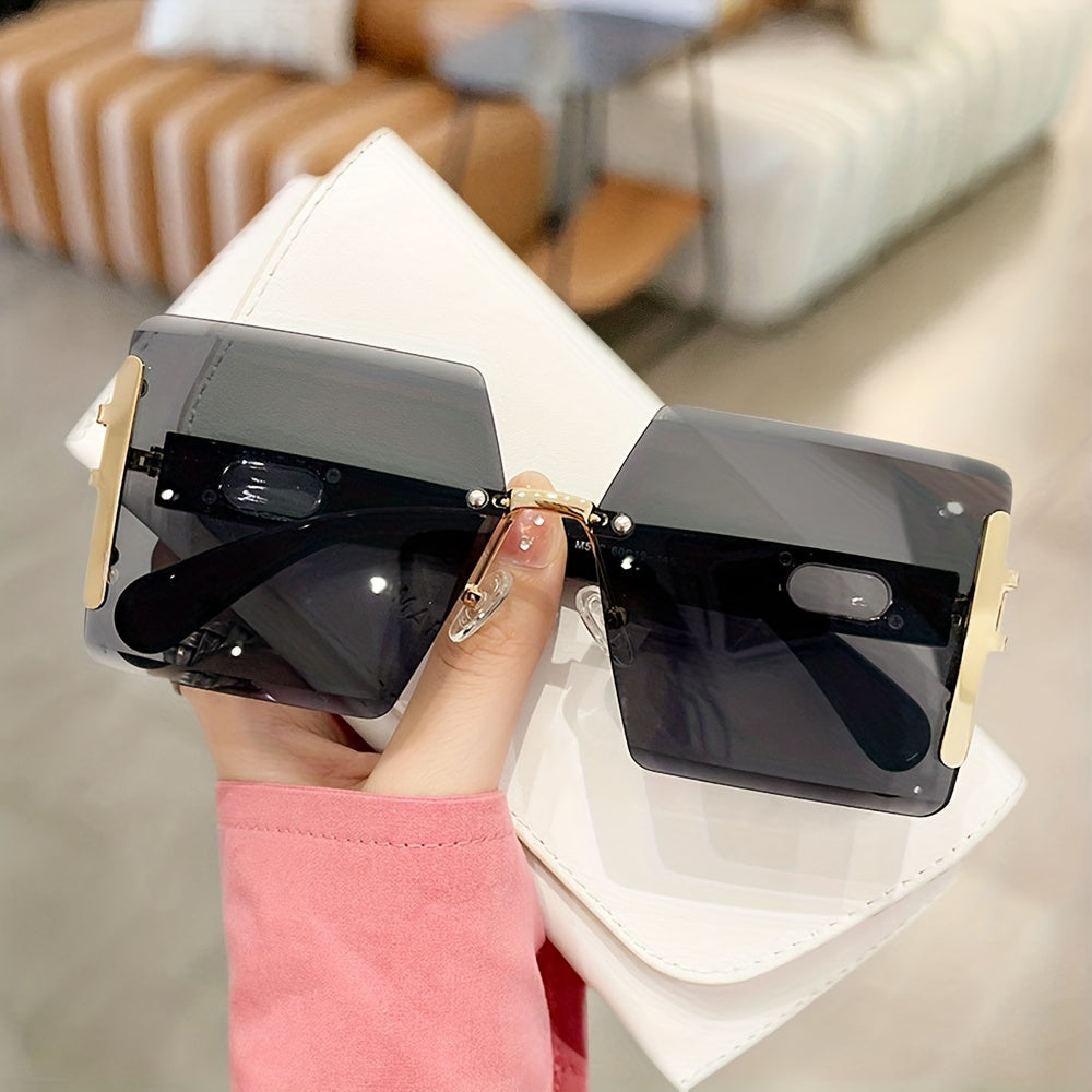 Square Rimless Sunglasses Y2K Summer Glasses