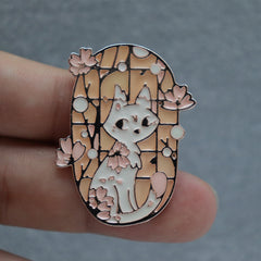 Funny Cartoon Cat Rose Anime Pin for Backpacks
