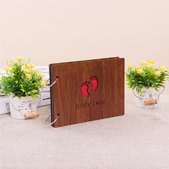 Vintage Wooden Scrapbook Album 30 Sheets DIY Memory Book Love Footprint