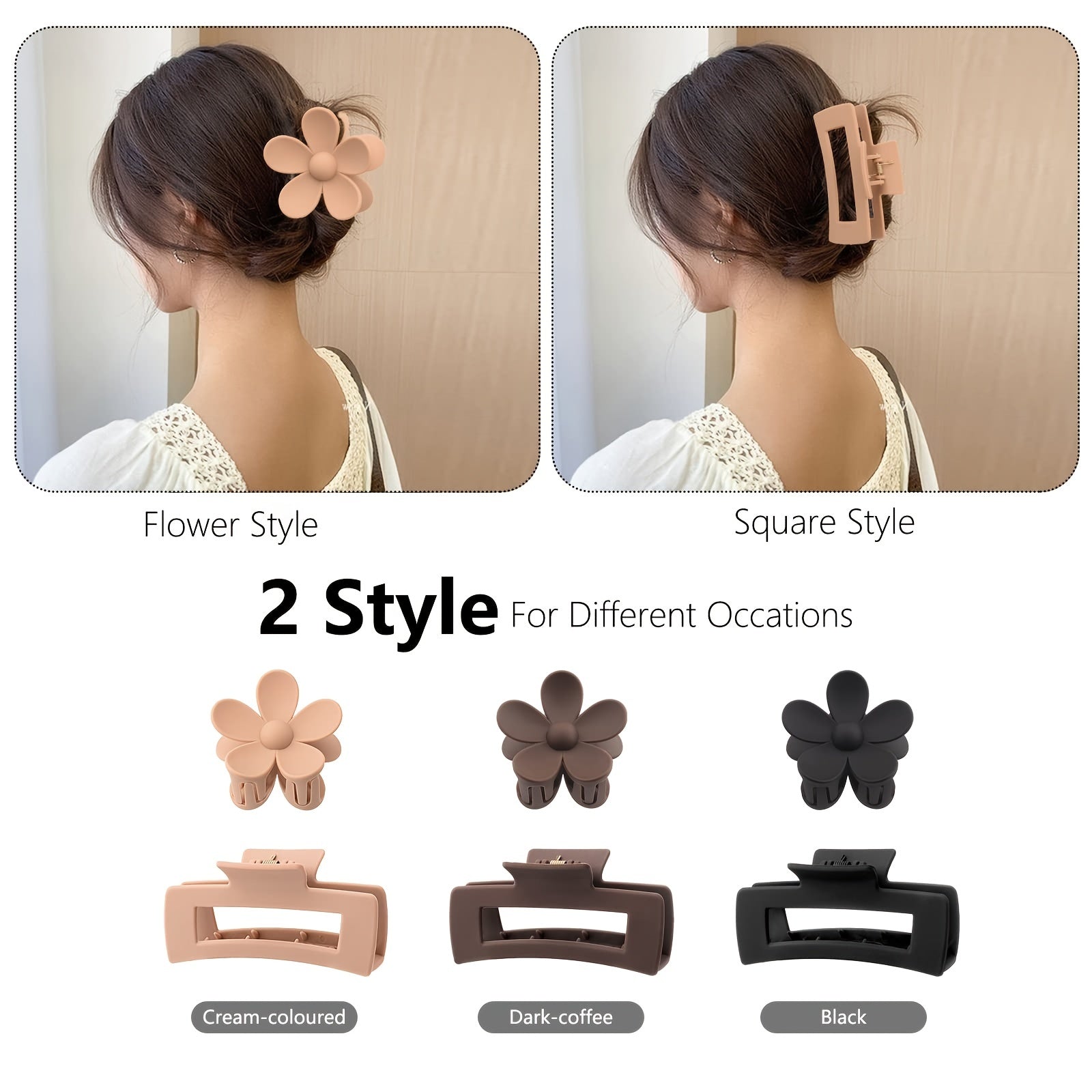 Matte Flower Hair Clips Thick Flower Hair Pin Claw Shaped Hair Pin