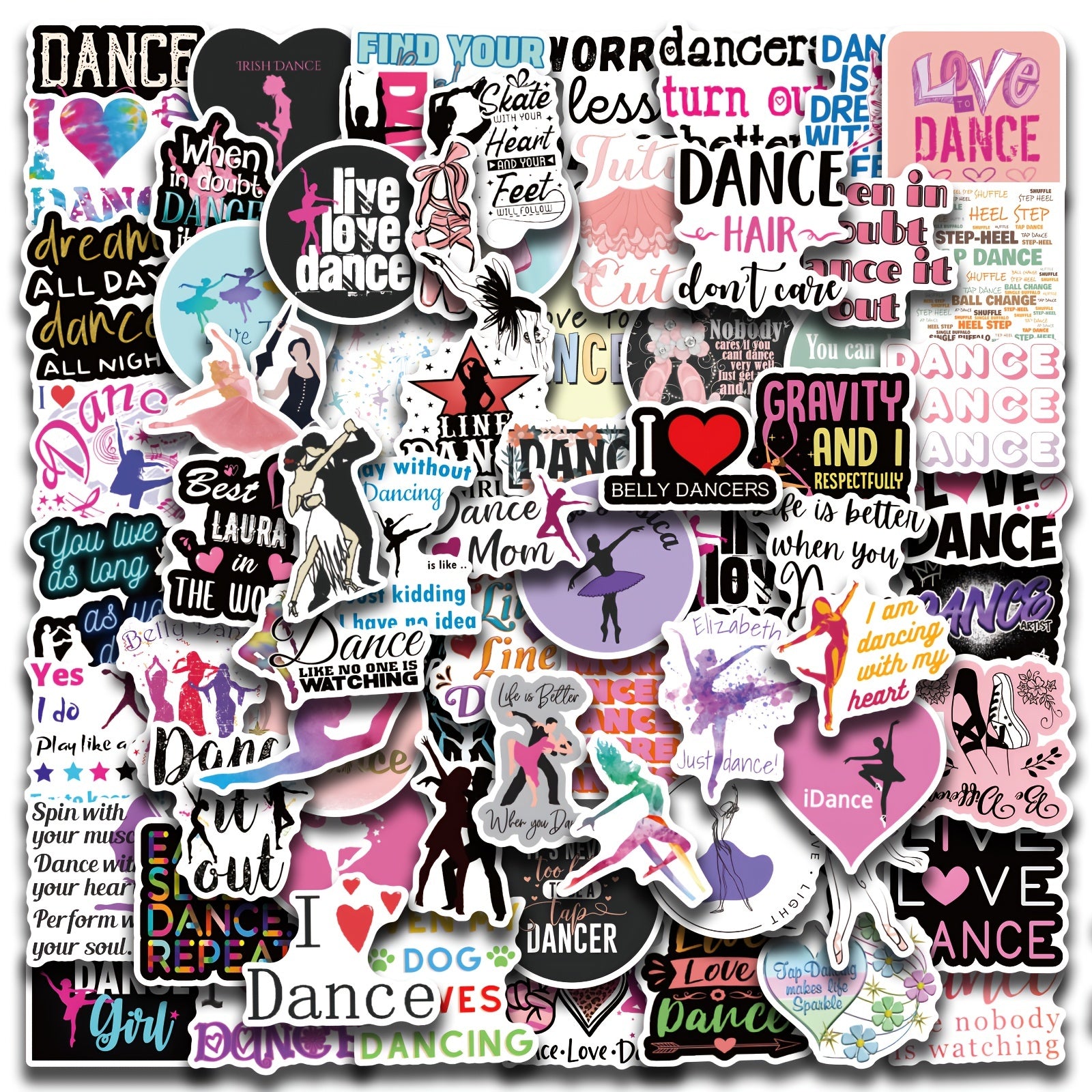 100Pcs Dance Stickers For Water Bottle Scrapbook