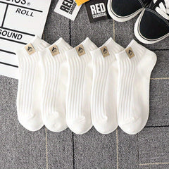 5 Pairs Women's Crew Socks - Comfy & Breathable Low Cut Ankle Stockings