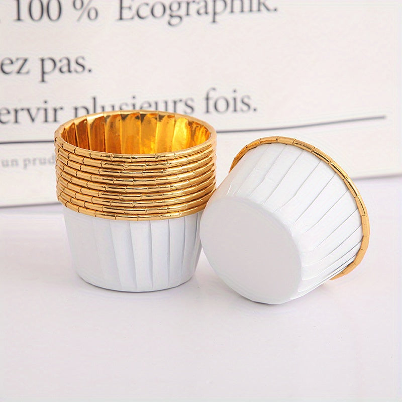50pcs Golden Cupcake Cups Heat Resistant Paper Cupcake Molds Disposable