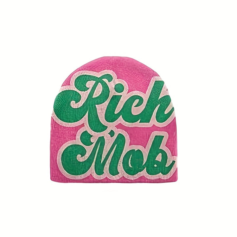 Letter Rich Jacquard Y2K Beanie Candy Hip Hop Knit Hat Warm