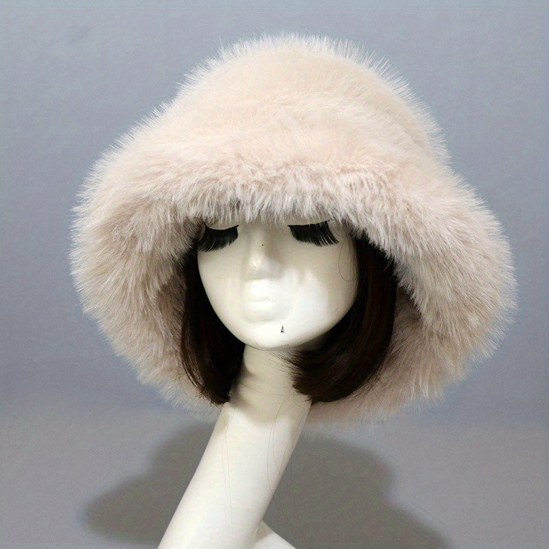 Plush Bucket Hat Winter Warm Basin Hat Windproof Ear Protection Fisherman Cap