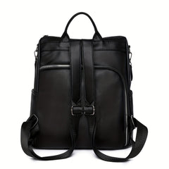 Large Capacity PU Leather School Backpack Casual Travel Bag