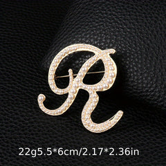 Letter Brooch Alloy Inlaid Diamond Pin Corsage