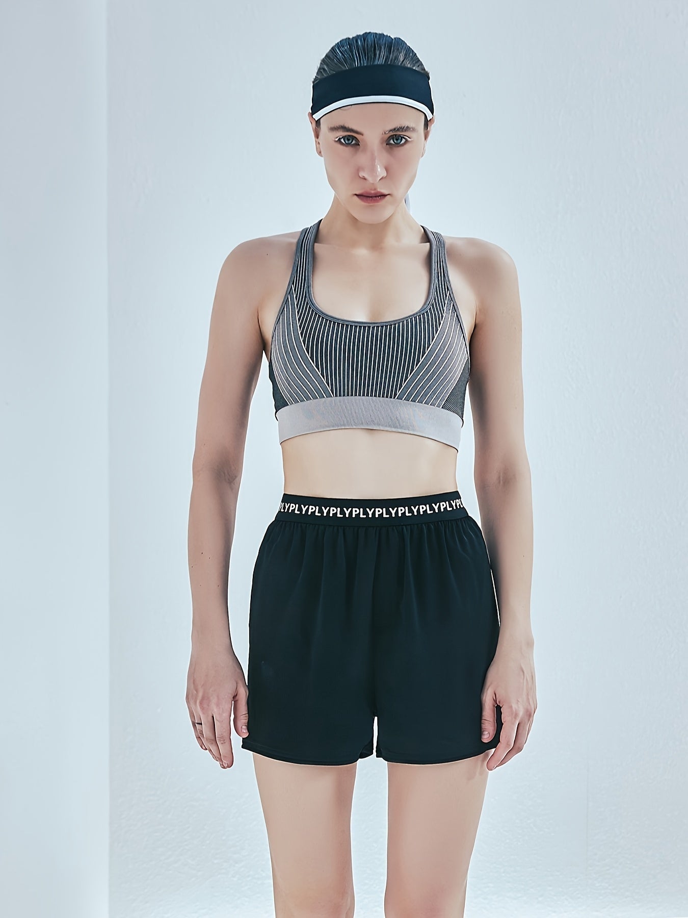 Letter Pattern Waist Fitness Causal Shorts for Women
