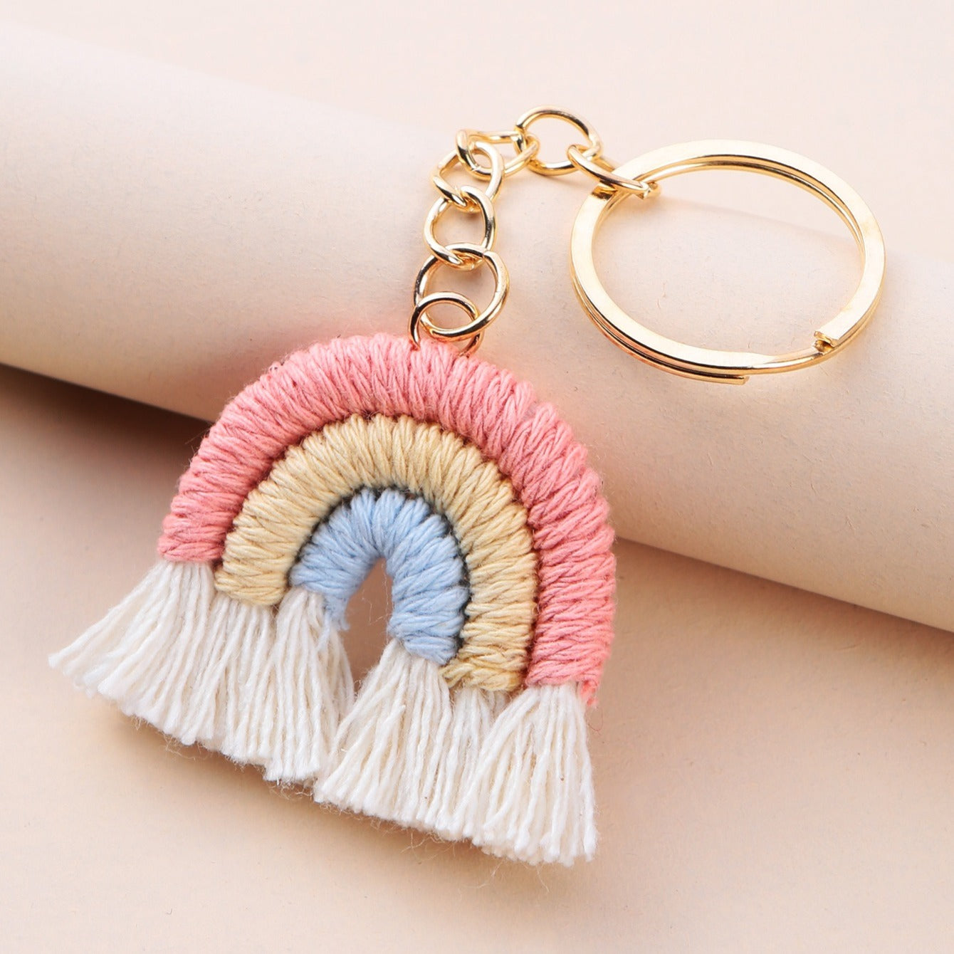 Rainbow Shape Keychain Bag Accessories Pendant Knitting Keychain Girls