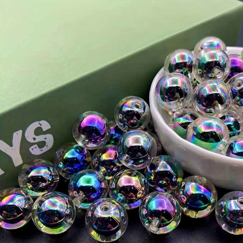 16pcs 14mm Acrylic Plated Beads DIY Mobile Phone Key Chain Bag Beade