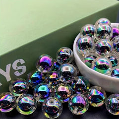16pcs 14mm Acrylic Plated Beads DIY Mobile Phone Key Chain Bag Beade