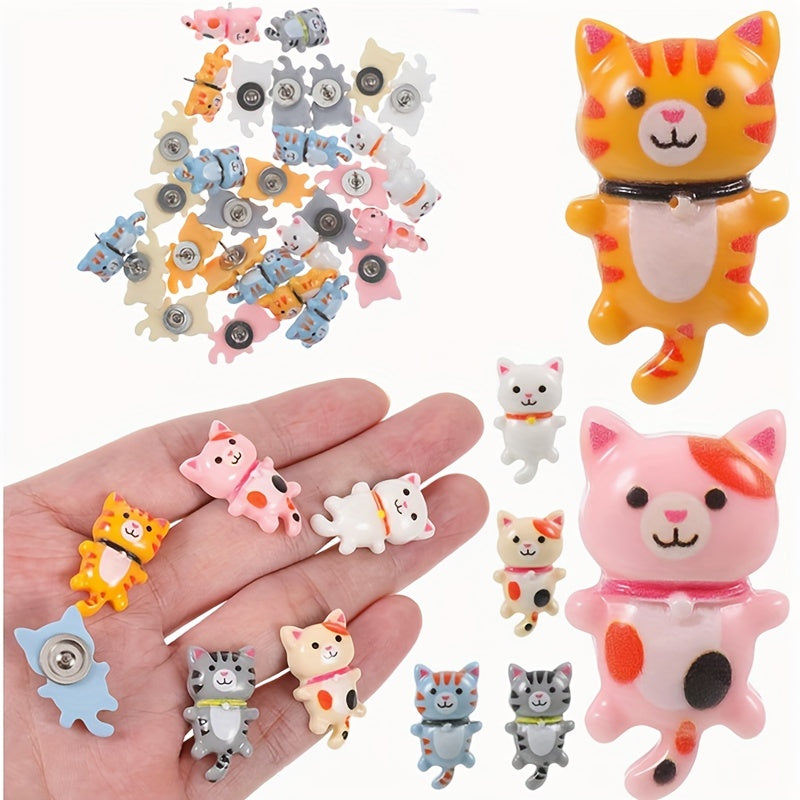 30 Cat Thumbtack Decorative Tacks for Cork Board - Coloured Push Pins Animal Dec