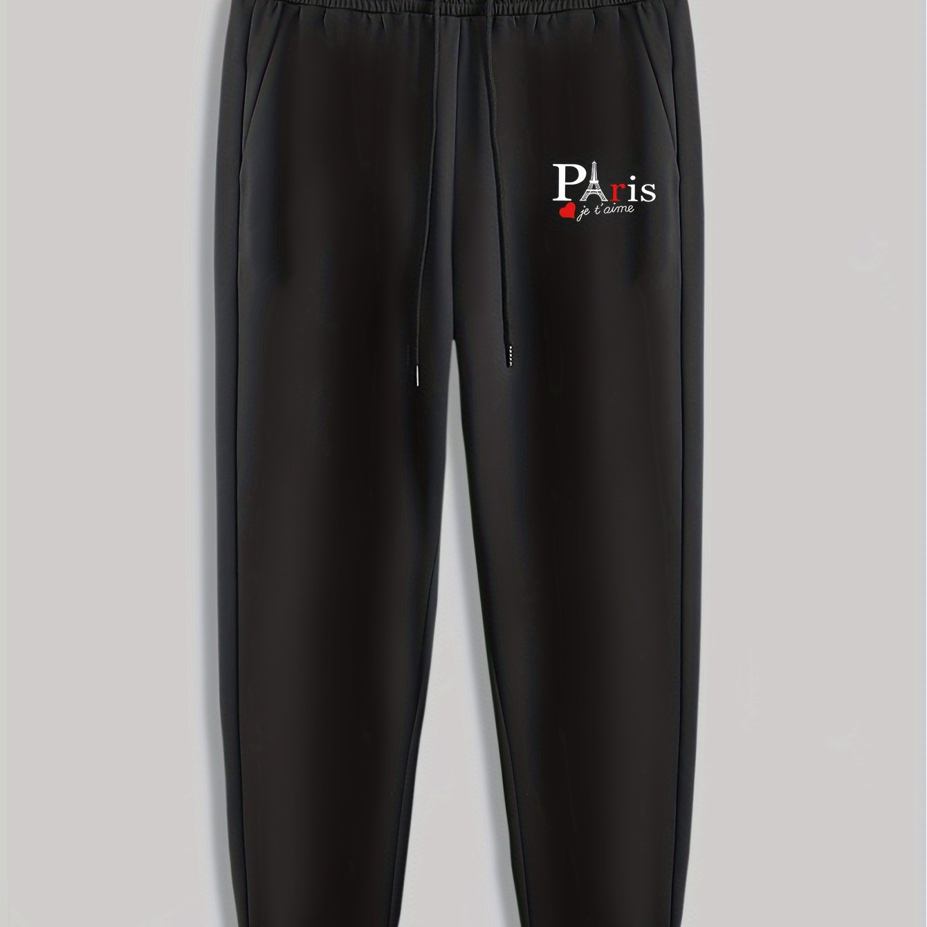 Paris Tower Print Men's Drawstring Sweatpants for Running Jogging