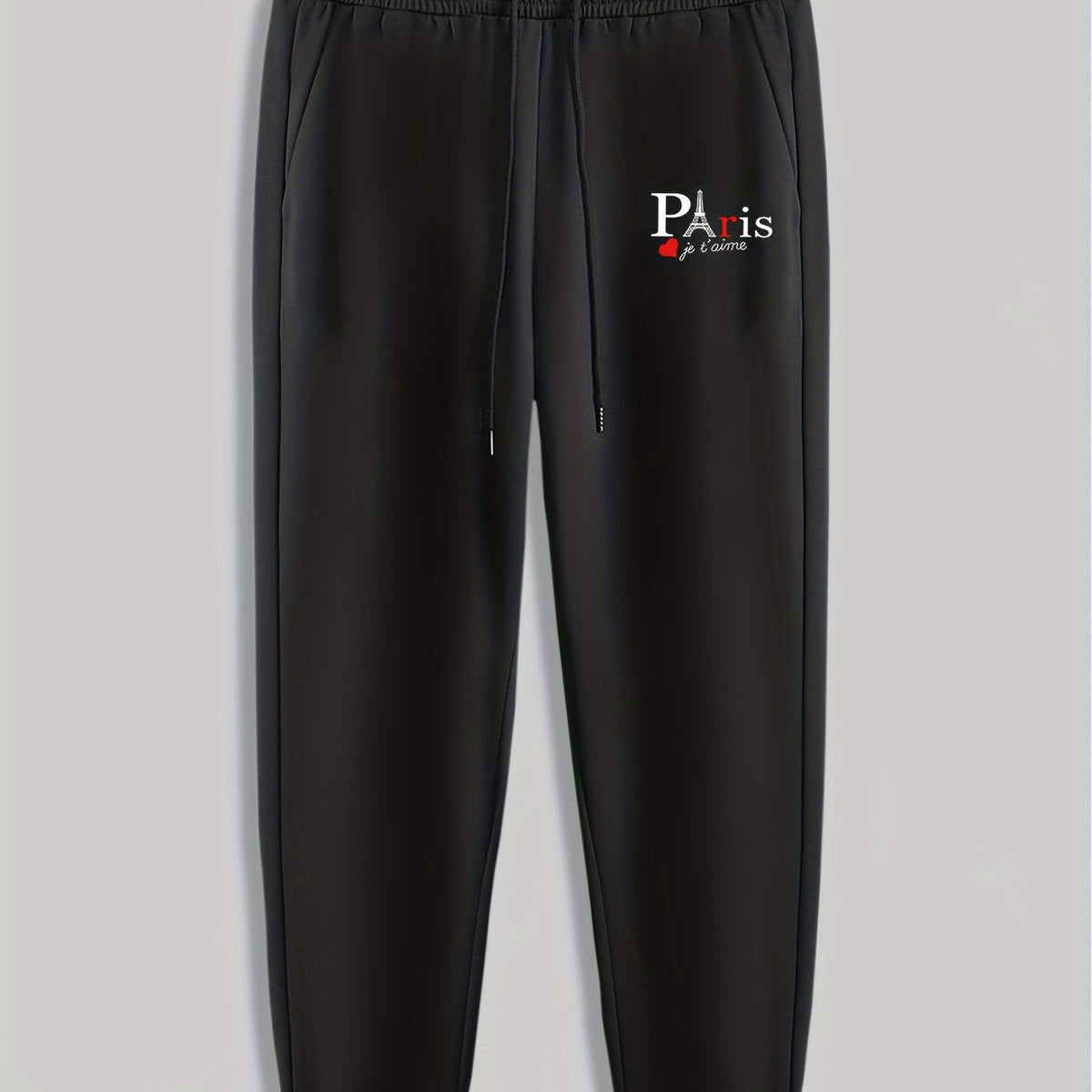 Paris Tower Print Men's Drawstring Sweatpants for Running Jogging