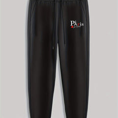 Paris Tower Print Men's Drawstring Sweatpants for Running Jogging