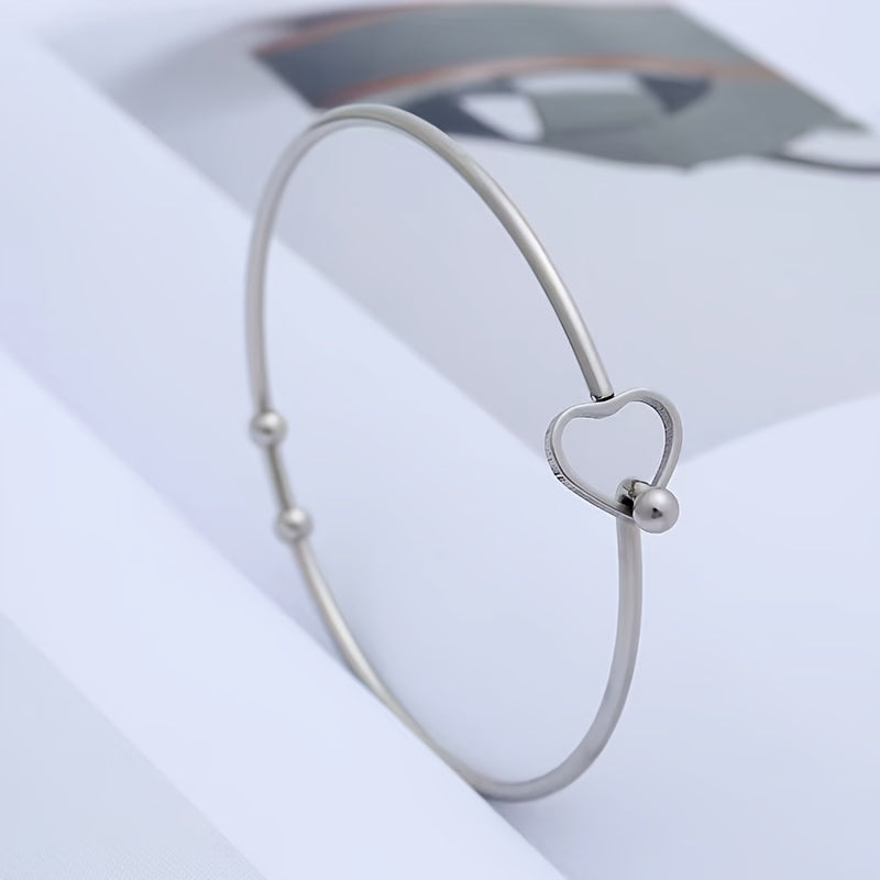 Heart Stainless Steel Wire Bracelet Opening Adjustable DIY Jewelry