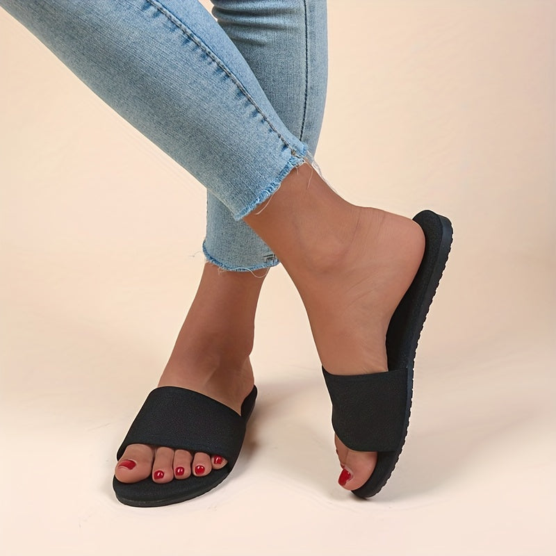 Women's Solid Slides Casual Slip On Flat Beach Shoes Lightweight