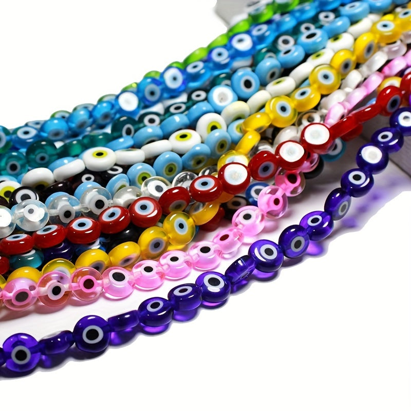 48pcs 8mm Evil Eye Glass Beads for Jewelry Making DIY Charms Materials