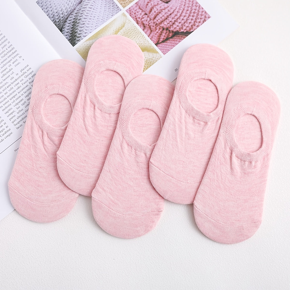 5 Pairs Women's Cotton Anti Skid Boat Socks