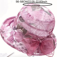 Flower Print Sun Hat Mesh Breathable Organza Bucket Hat