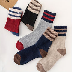 5 Pairs Striped Colorblock Socks - Women's Mid Tube Stockings