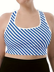  Women's Sports Bra Striped Racer Back Medium Stretch