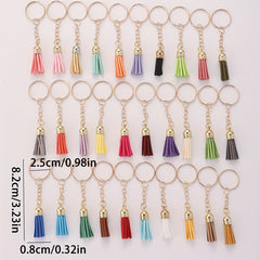 30pcs PU Leather Tassel Keychain Key Ring Bag Charm Favors Ornaments