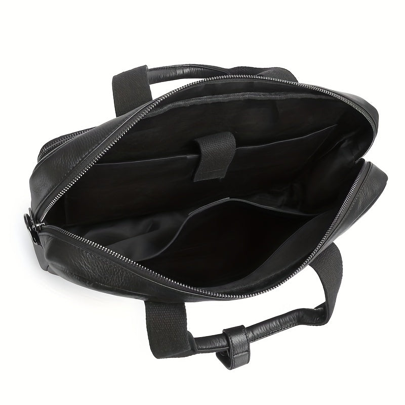 SCHLATUM Cowhide Leather Briefcase Business Handbag Computer Bag