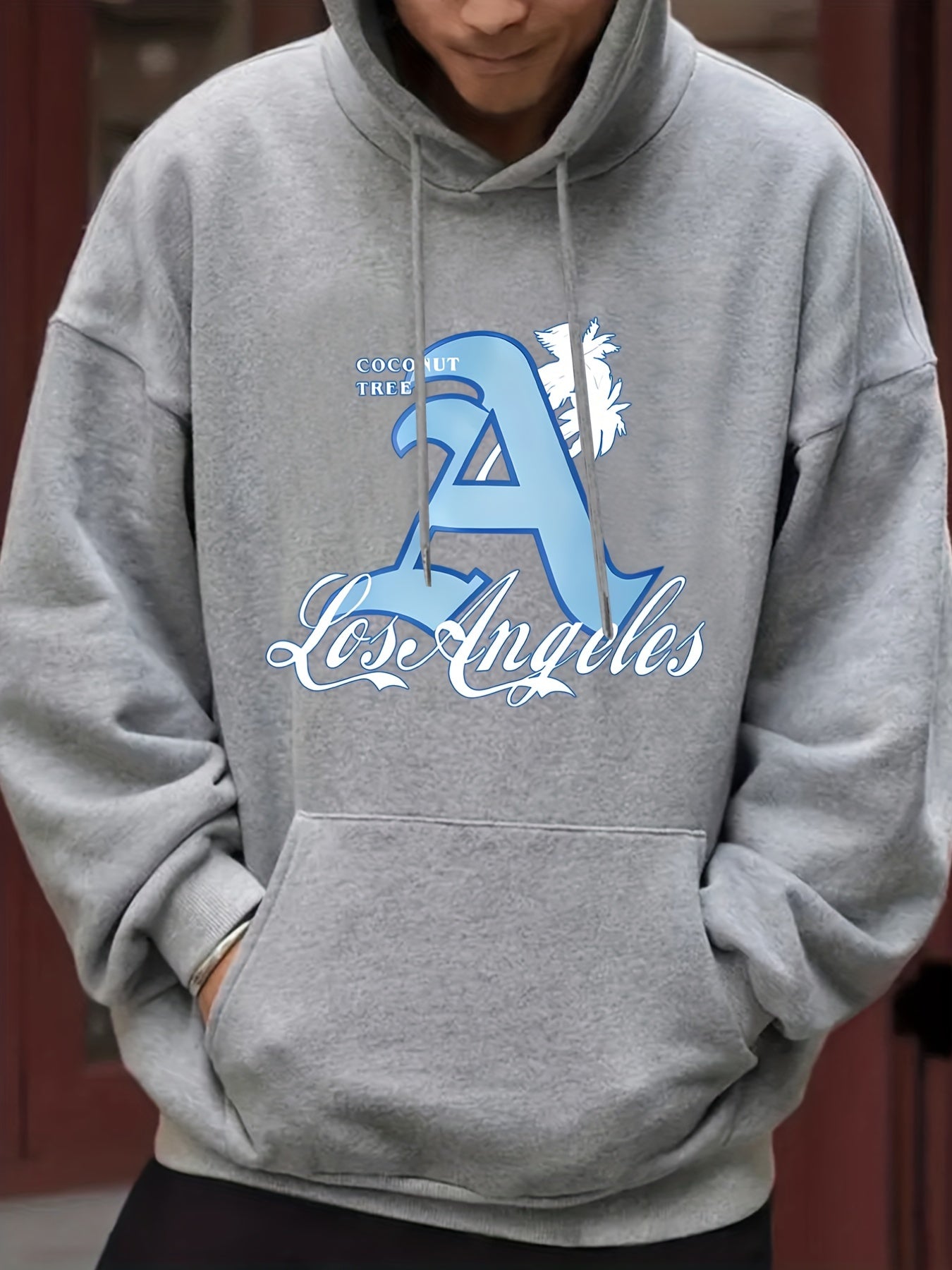 Men's Casual Letter A Hooded Sweatshirt for Autumn and Winter