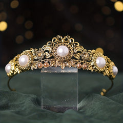 Vintage Faux Pearl Crown Wedding Tiara for Kids