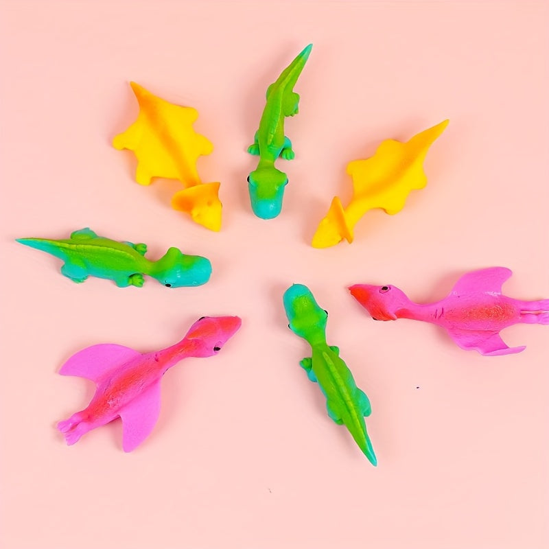 10PCS Ejection Dinosaur Finger Soft Slingshot Toy