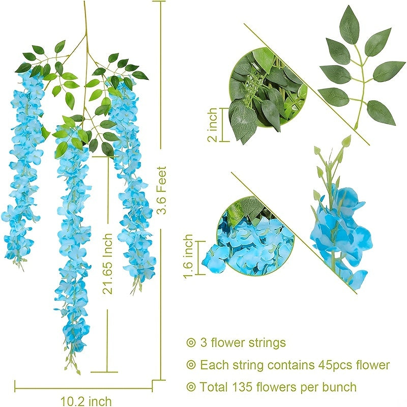 12pcs Realistic Wisteria Plants for Home and Outdoor Decor