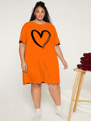  Heart Print Comfort T-shirt Dress