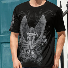 Skull Print Men's Graphic Crew Neck Active T shirt