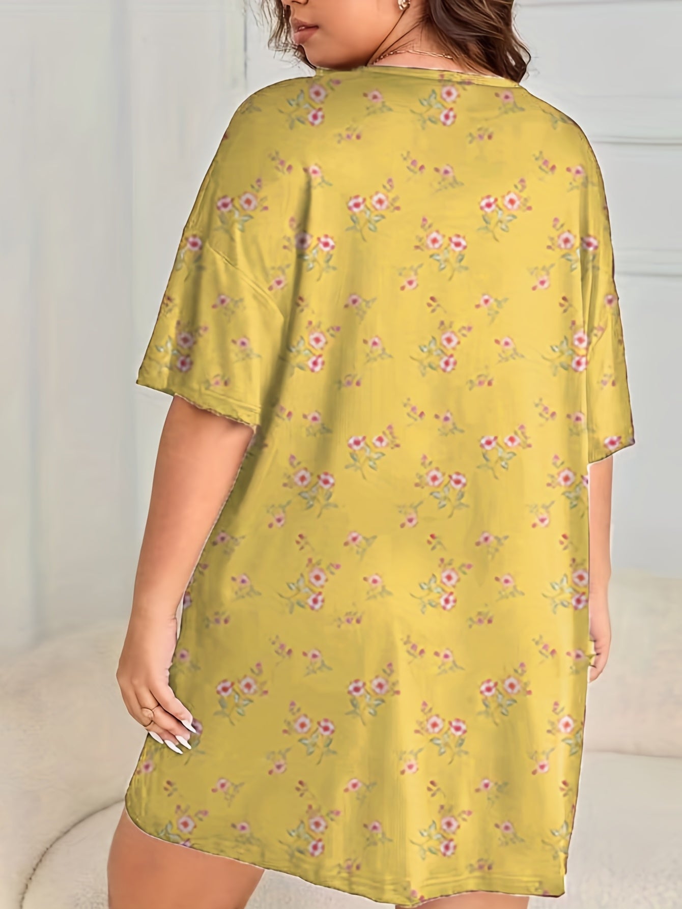  Floral Print Short Sleeve Nightdress