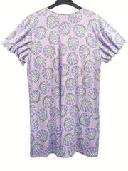  Scallop Print Ruffle Sleeve Nightdress