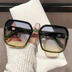 Large Square Sunglasses Metal Flower Letter Gradient UV400