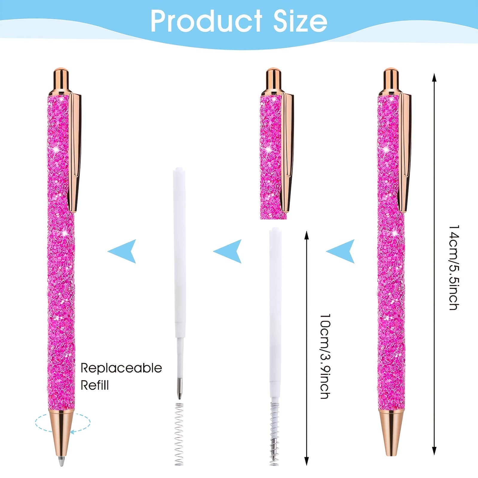 6pcs Glittery Metal Pens 1.0mm Fine Point - Perfect Gift for Kids & Teachers