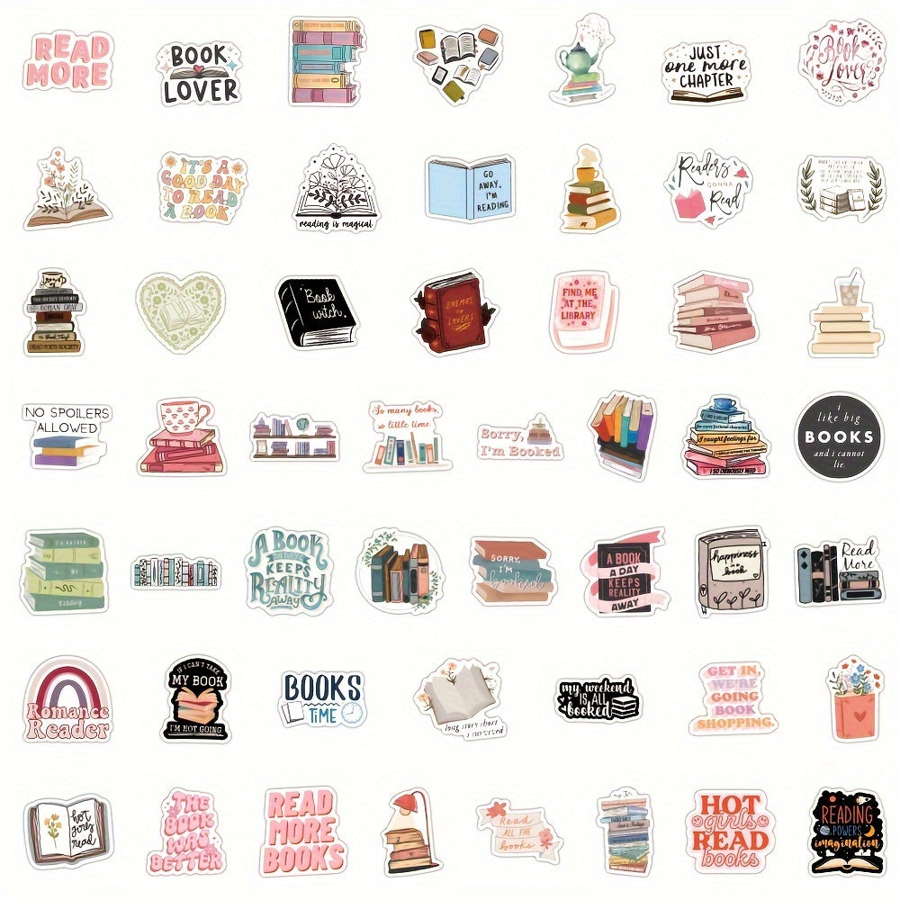 51pcs Bookish Stickers Book Stickers For Kindle Laptop Phone Water Bottle