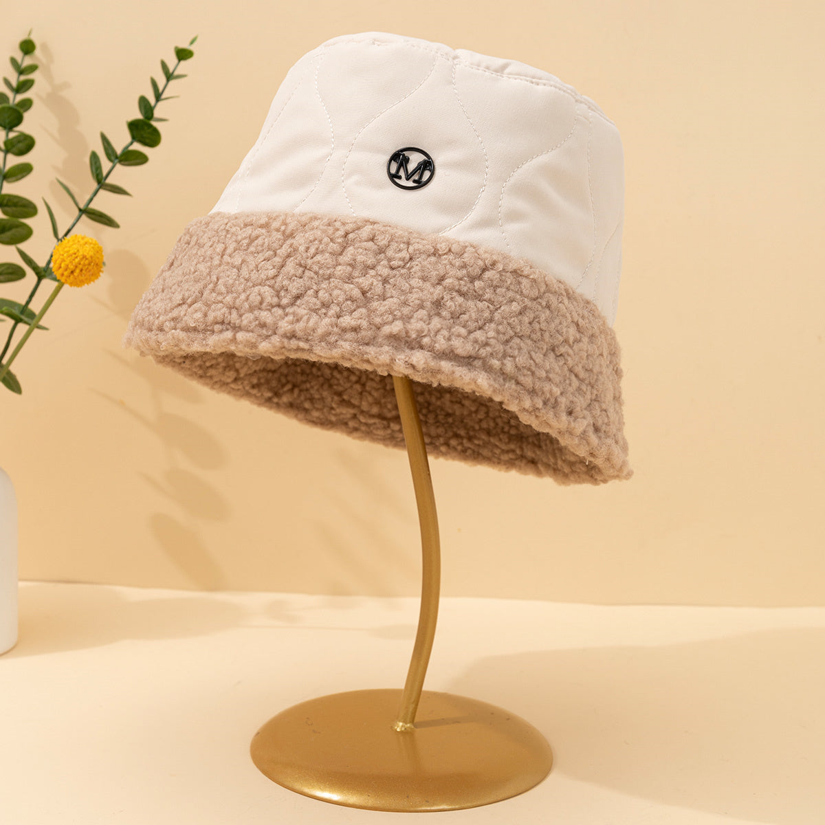 Thermal Bucket Hat Embroidery Fishermen Hat Winter Warm Accessories