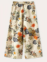  Boho Pants Women's Plus Floral Print Wide Leg Pants