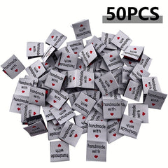 50pcs Personalized With Love Woven Sewing Labels - Double sided