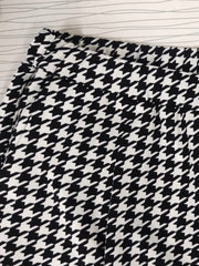 Plus Size Wide Leg Houndstooth Print Pants with Pockets