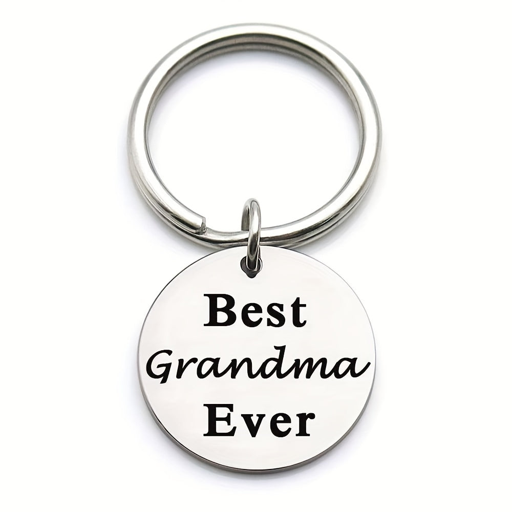 Family Stainless Steel Keyring Round Shape Keychain Father's Mother's Gift