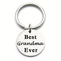 Family Stainless Steel Keyring Round Shape Keychain Father's Mother's Gift