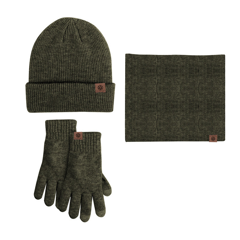 Winter Beanie Scarf Gloves Set Knitted Touch Screen Halter Gloves