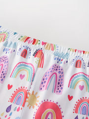 Rainbow Clouds Print Girls Bike Shorts Under Shorts Casual Outwear