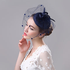Retro Feather Veil Mesh Flower Hat for Women
