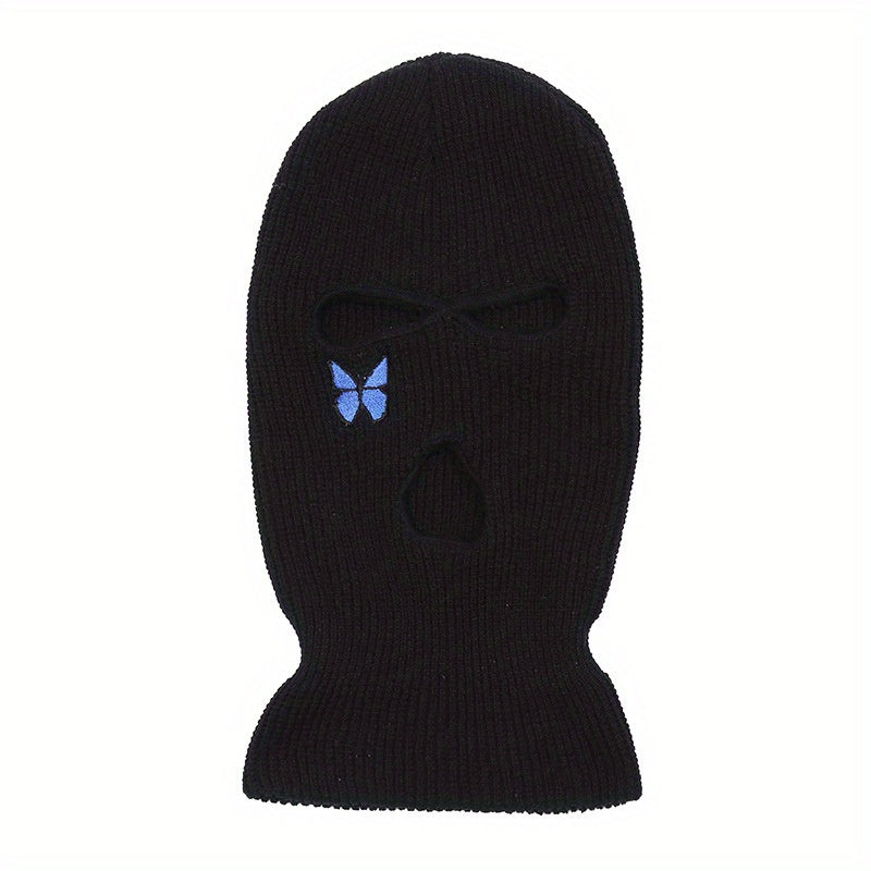 Butterfly Embroidery Y2K Balaclava Solid Ski Mask Hip Hop Knitted Mask