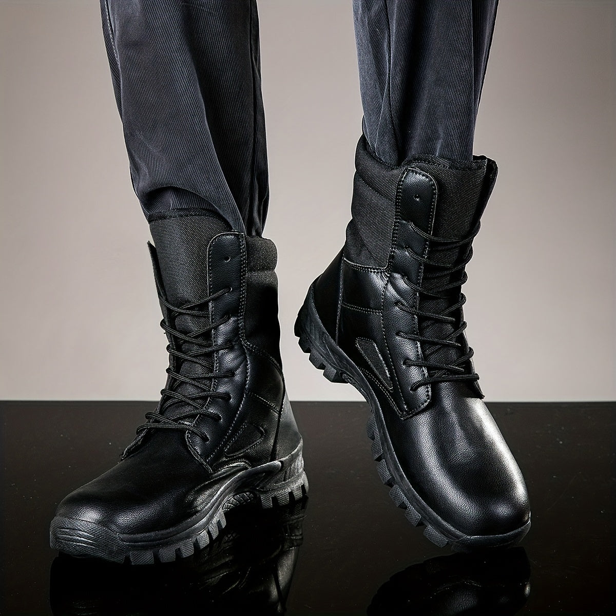 Boy's Military Style Hiking Boots High Top Non Slip Lace Up Durable Winter Shoes